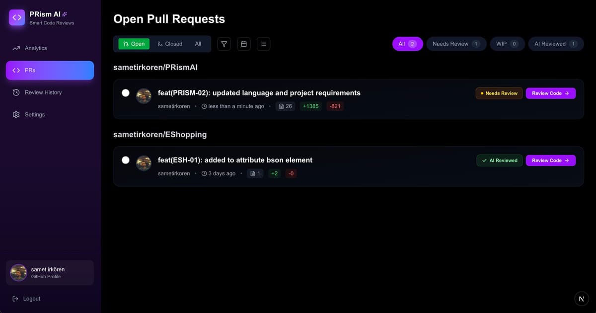 PRism AI screenshot 2